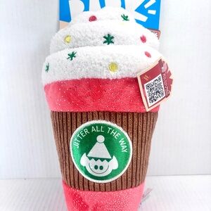 BARK Holiday Santa's Workchomp Jumbo Jingle Latte Dog Plush Toy